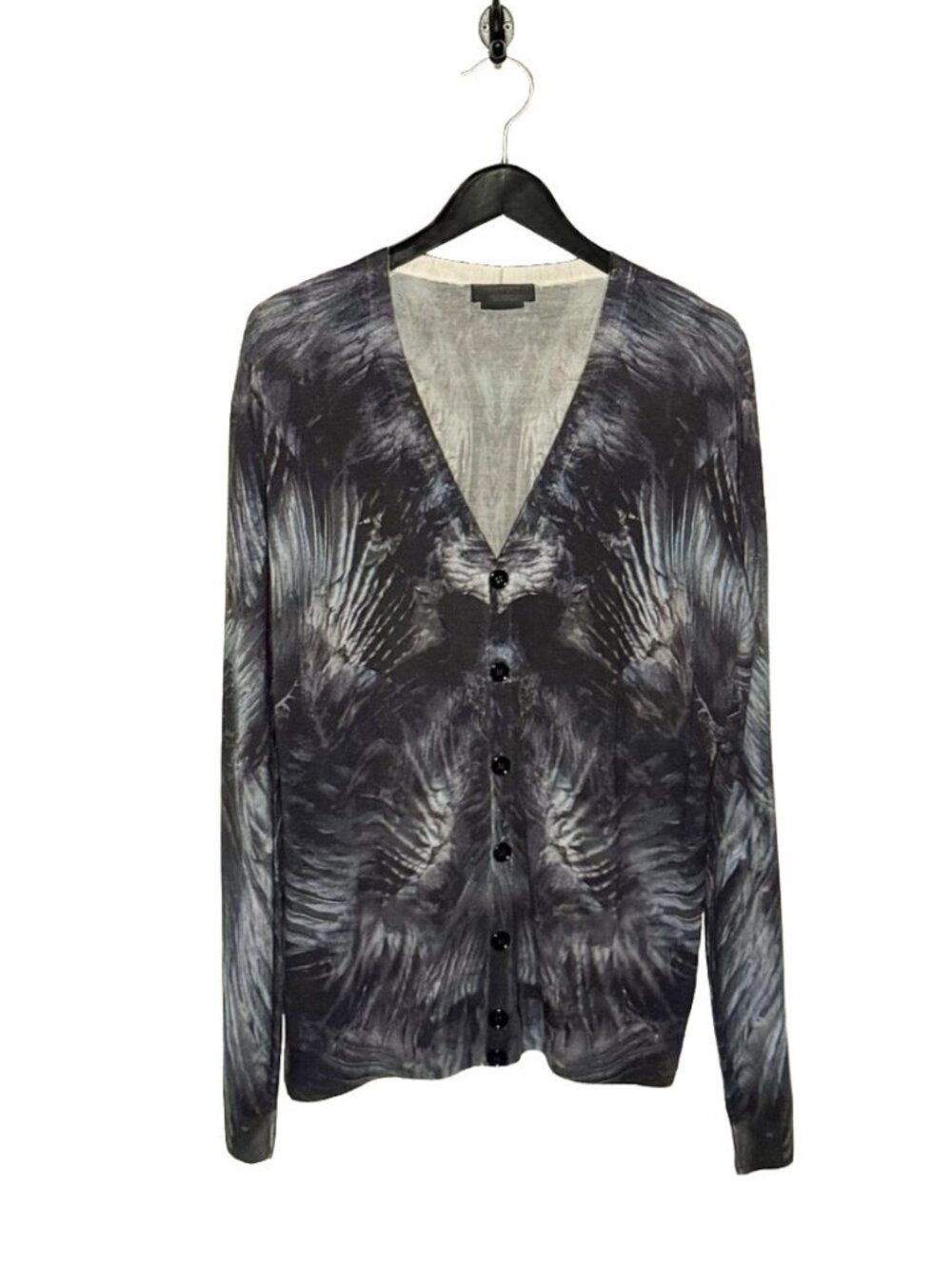 Alexander McQueen Feather Print Cardigan Sweater